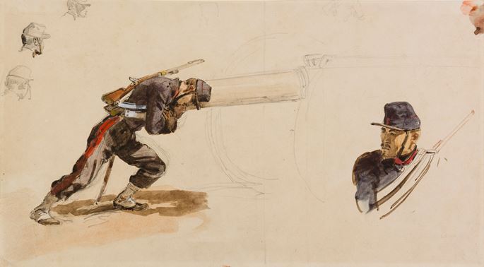 Isidore PILS - A Soldier Pushing a Cannon, and other Studies of Soldiers | MasterArt
